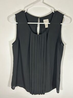 Chico's Black Pleated Sleeveless Top